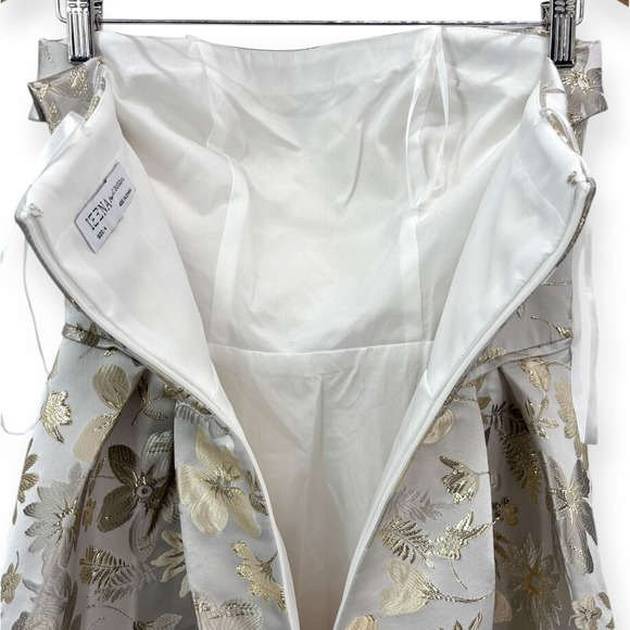 Mac Duggal NEW White Gold Brocade Strapless Golden Floral High Low Gown - Size 4 - Picture 14 of 15